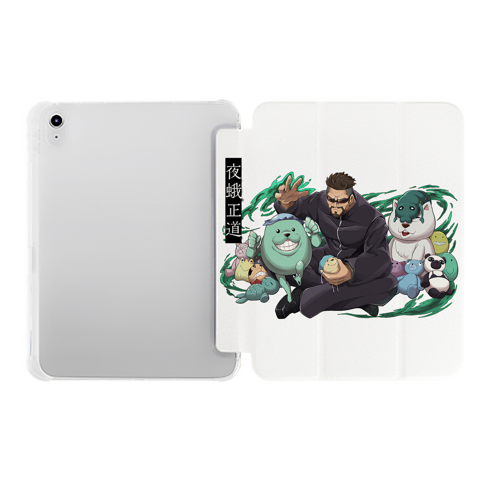 （画像用） 呪術廻戦 Jujutsu Kaisen IPad ケース ペン収納付き 三つ折りスタンド PUレザー×シリコン 対応機種9.5/10.5/10.9インチ